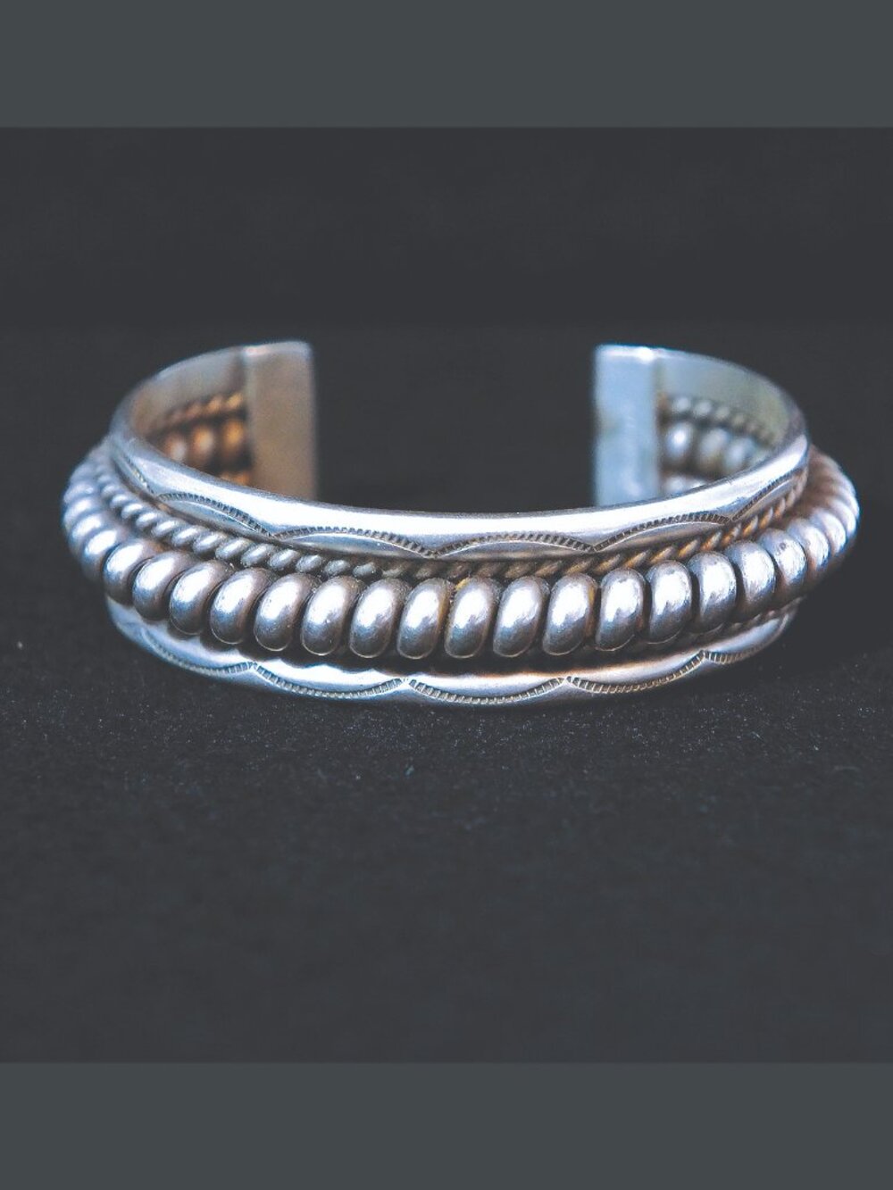Vintage Native American Navajo Heavy Statement Cuff Bracelet